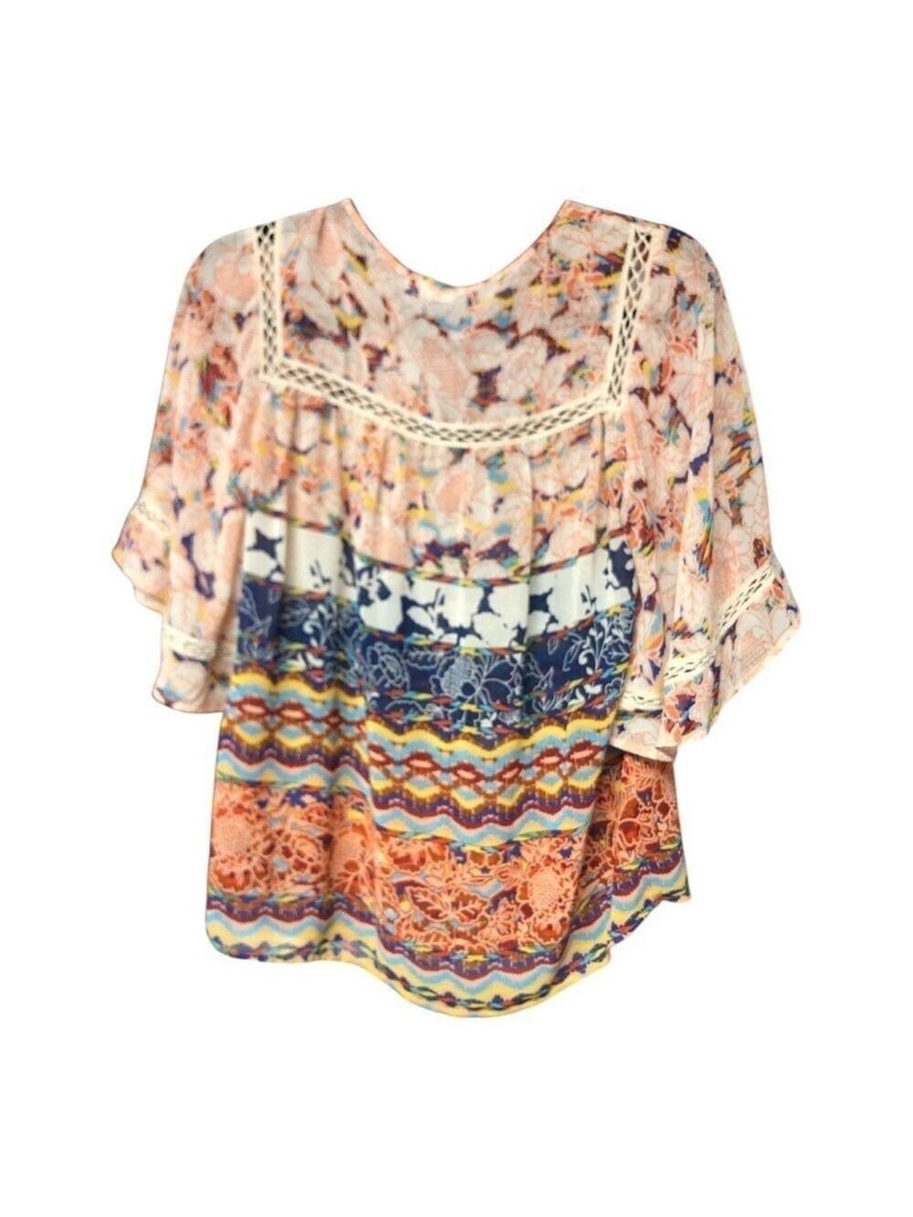 ANTHROPOLOGIE Meadow Rue Flowy Lace Multicolor Floral Bohemian Top - Picture 3 of 6